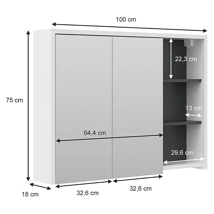 Vicco Spiegelschrank Viola Weiß/Anthrazit - Sonstiges, Weiß/Anthrazit