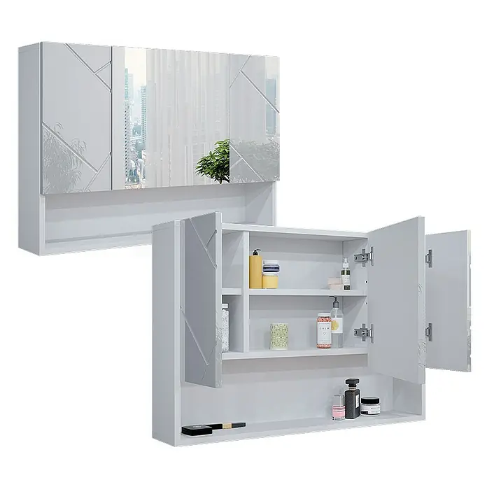 Vicco Spiegelschrank Irma Weiß Hochglanz - B x H: 80,1 x 55 cm, Sonstiges, Weiß Hochglanz