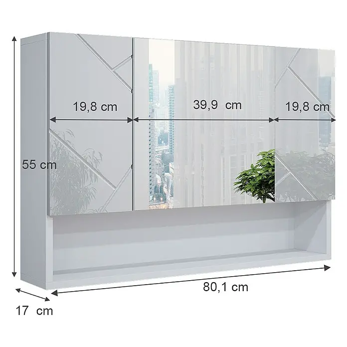 Vicco Spiegelschrank Irma Weiß Hochglanz - B x H: 80,1 x 55 cm, Sonstiges, Weiß Hochglanz