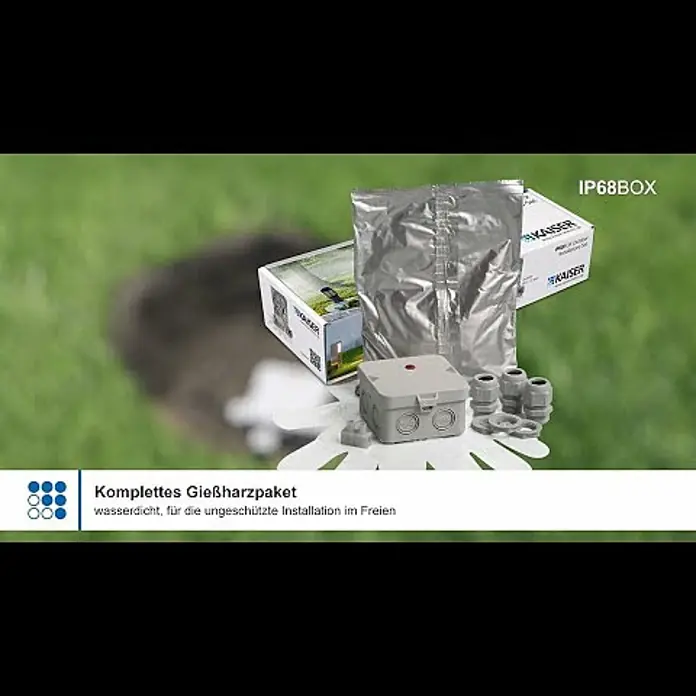 Kaiser Feuchtraum-Abzweigdose Installations-Set Outdoor IP68BOX - 95 x 95 x 55 mm, Aufputz, IP68 - IP68BOX Outdoor Installations-Set