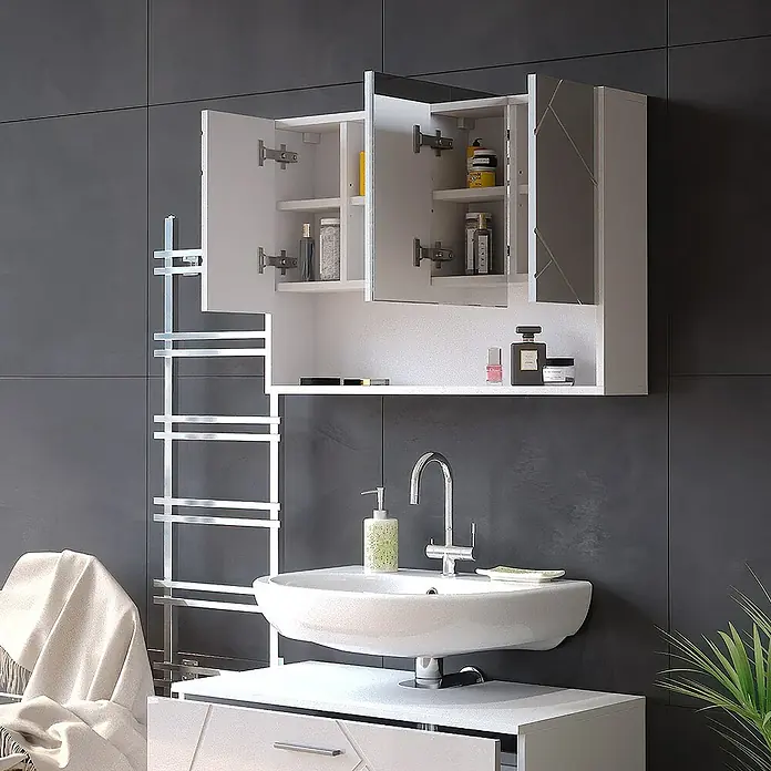 Vicco Spiegelschrank Irma Weiß Hochglanz - B x H: 80,1 x 55 cm, Sonstiges, Weiß Hochglanz