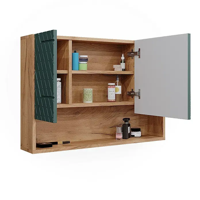 Vicco Spiegelschrank Irma Grün/Goldkraft Eiche - Sonstiges, Grün/Goldkraft Eiche