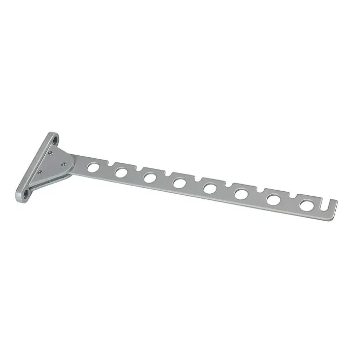 Stabilit Kleiderlüfter - Silber, 5-fach verstellbar - Nahaufnahme einer ausziehbaren Kleiderstange aus Metall, ideal für die platzsparende Aufbewahrung von Kleidung in Schränken.