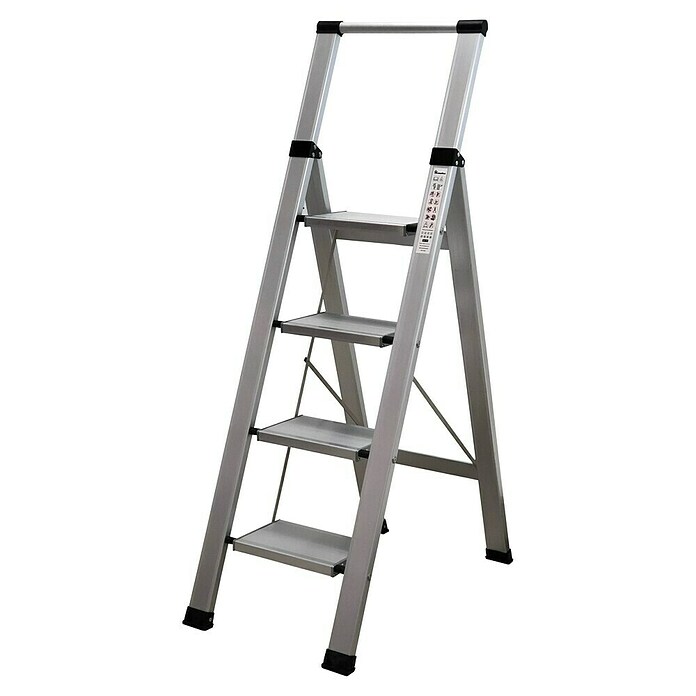 Escalera de tijera Homelux (Altura de trabajo: 3,2 m, Número de peldaños: 4 ud., Carga soportada: 150 kg, Aluminio) | BAUHAUS