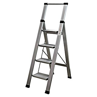 Escalera de tijera Homelux (Altura de trabajo: 3,2 m, Número de peldaños: 4 ud., Carga soportada: 150 kg, Aluminio)