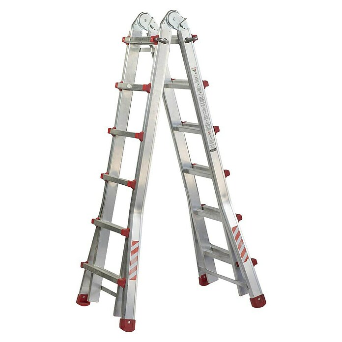 Escalera de tijera Homelux (Altura de trabajo: 7,3 m, Número de peldaños: 24 ud., Carga soportada: 150 kg, Aluminio) | BAUHAUS
