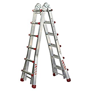 Escalera de tijera Homelux (Altura de trabajo: 7,3 m, Número de peldaños: 24 ud., Carga soportada: 150 kg, Aluminio)