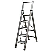 Escalera de tijera Homelux (Altura de trabajo: 3 m, Número de peldaños: 5 ud., Carga soportada: 150 kg, Aluminio) | BAUHAUS