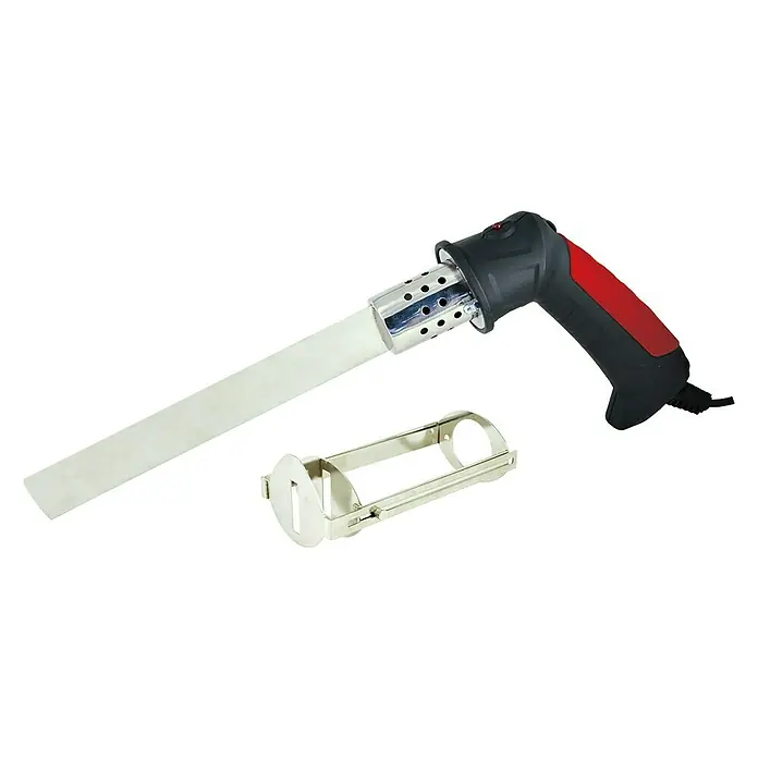 Heka Cortador manual de poliestireno - 220 W, Longitud de la hoja: 200 mm - Esta imagen muestra un kit de pistola de calor. El kit incluye una pistola de calor, una boquilla y un accesorio adicional.