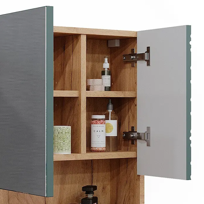 Vicco Spiegelschrank Irma Grün/Goldkraft Eiche - Sonstiges, Grün/Goldkraft Eiche