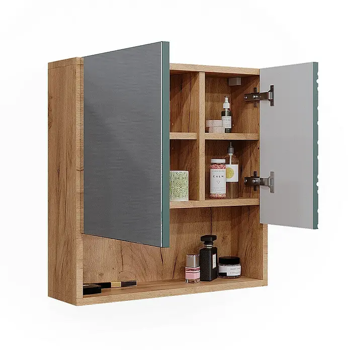 Vicco Spiegelschrank Irma Grün/Goldkraft Eiche - Sonstiges, Grün/Goldkraft Eiche