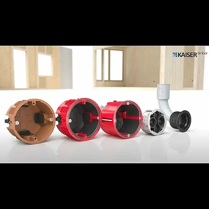 Kaiser Halter Teleskop-Gerätedose 1159-61 - B x L: 120 x 120 mm - Elektro-Installation im industriell vorgefertigten Holzbau  Trailer