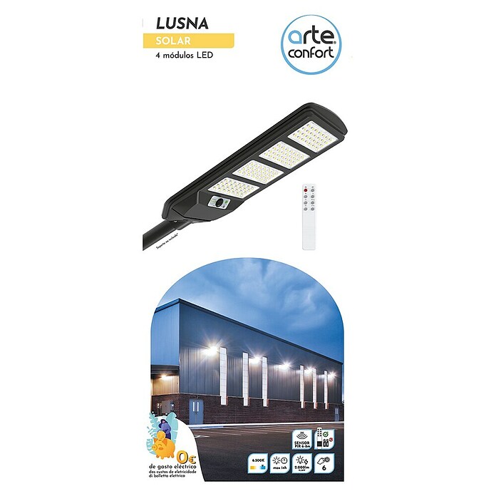 Arte confort Lusna Farola LED (Altura: 62,2 cm, Blanco frío, Negro, IP54) | BAUHAUS