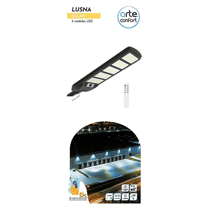 Arte confort Lusna Farola LED (Altura: 72,2 cm, Blanco frío, Negro, IP54) | BAUHAUS