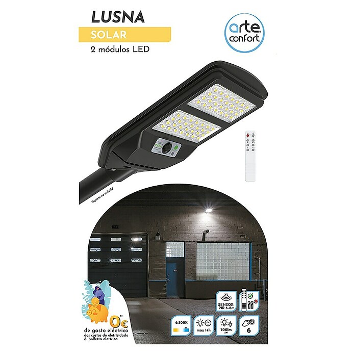 Arte confort Lusna Farola LED (Altura: 41,3 cm, Blanco frío, Negro, IP54) | BAUHAUS