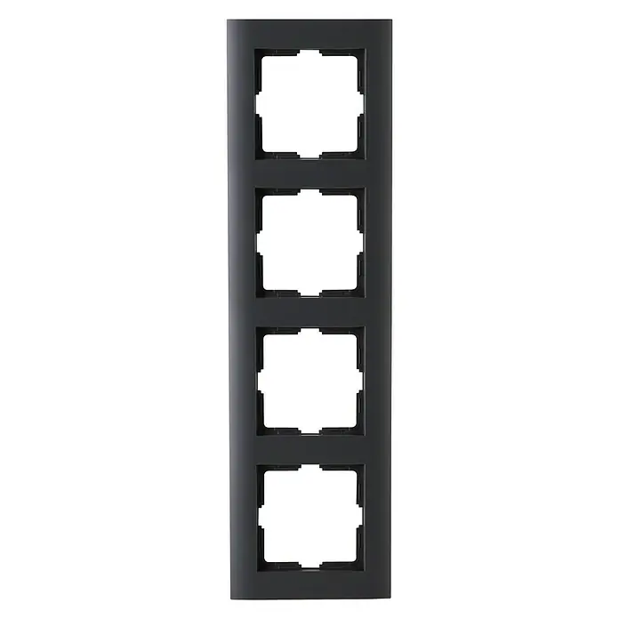 Abdeckrahmen - Anthrazit, 4-fach, Kunststoff - Schwarze Vierfach-Schalterabdeckung für eine elegante und moderne Wandgestaltung. Die robuste Blende bietet Platz für vier Schaltereinsätze.
