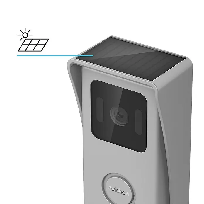 Avidsen Videoportero inalámbrico solar Elia - 125 °, Blanco - Timbre Avidsen con panel solar integrado para alimentación ecológica y vigilancia confiable.