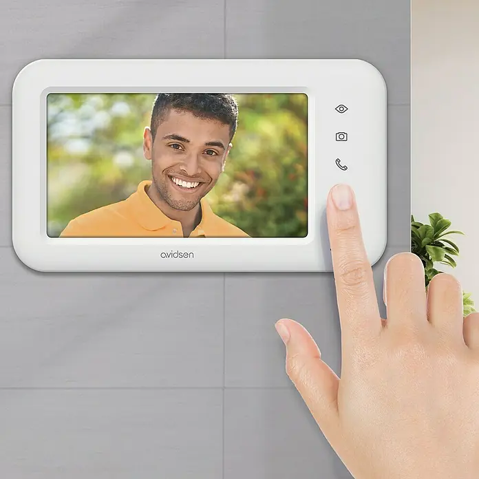 Avidsen Funk-Video-Türsprechanlage drahtlos mit Solarpanel und Batterie Elia Solar Wave - 125 ° - Ein Avidsen-Video-Türsprechanlage mit Touchscreen-Bedienung, die moderne Sicherheit und Komfort vereint.