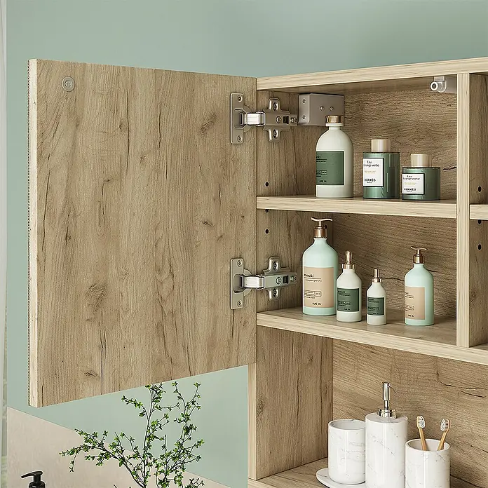 Vicco Spiegelschrank Edge Weiß mit Tür und offenen Fächern - B x H: 54 x 55 cm, Sonstiges, Weiß