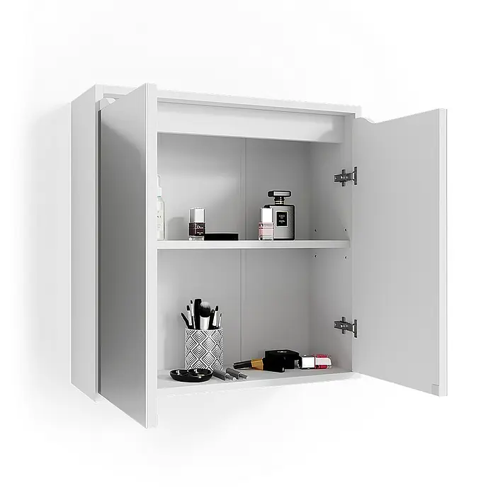 Vicco Spiegelschrank Ruben Weiß - B x H: 60 x 60 cm, Stahl, Weiß