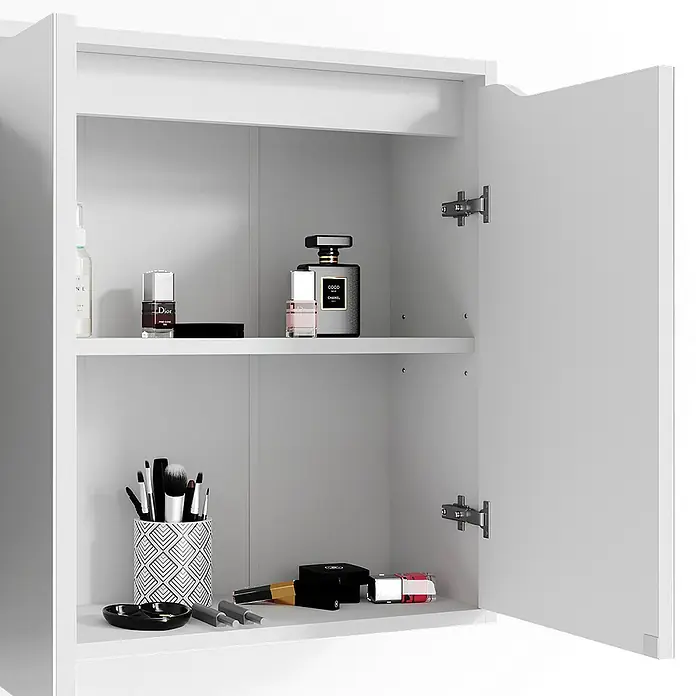 Vicco Spiegelschrank Ruben Weiß - B x H: 60 x 60 cm, Stahl, Weiß