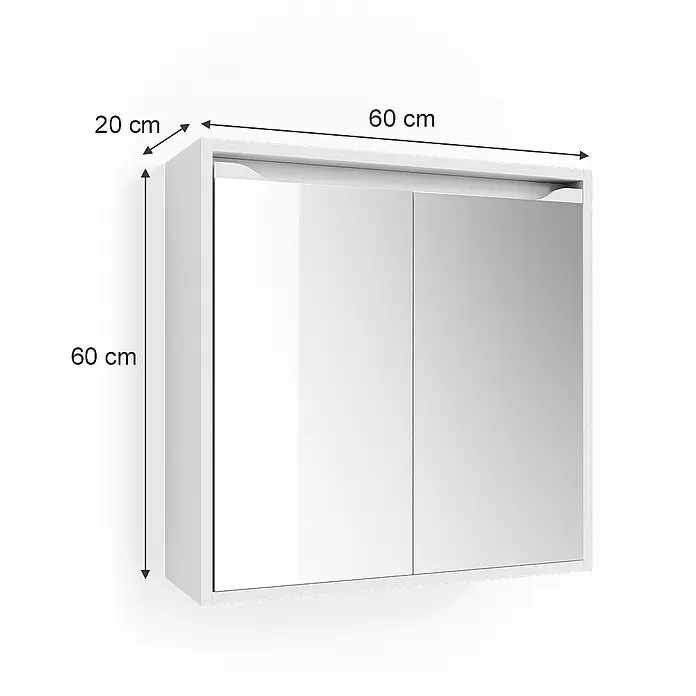 Vicco Spiegelschrank Ruben Weiß - B x H: 60 x 60 cm, Stahl, Weiß