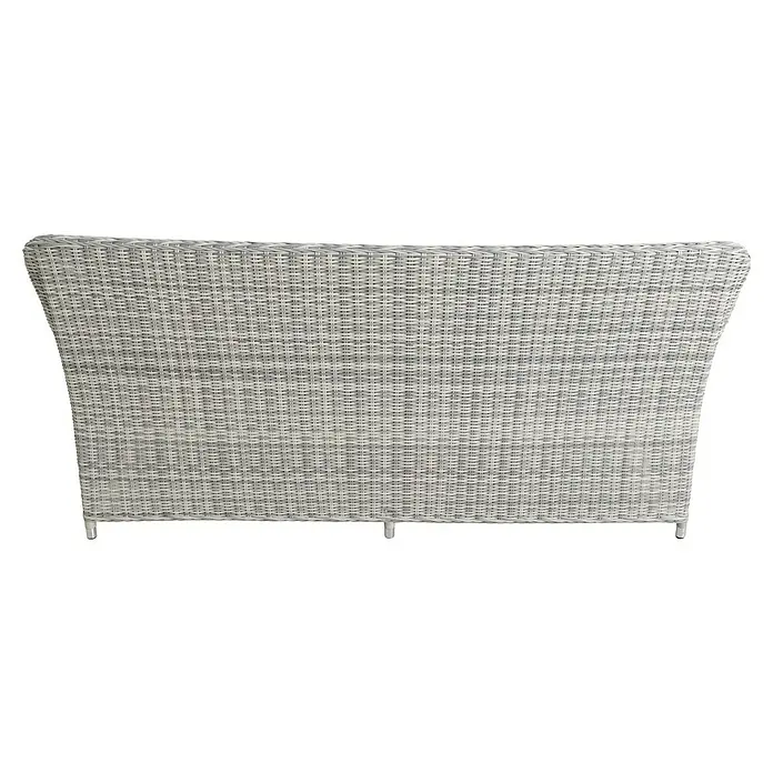 Conjunto de muebles Lodrino - 6 pzs., Aluminio/Olefin, Beige/Gris - Primer plano de un sofá de exterior de mimbre gris, una opción de asiento acogedora y elegante para cualquier patio o jardín.