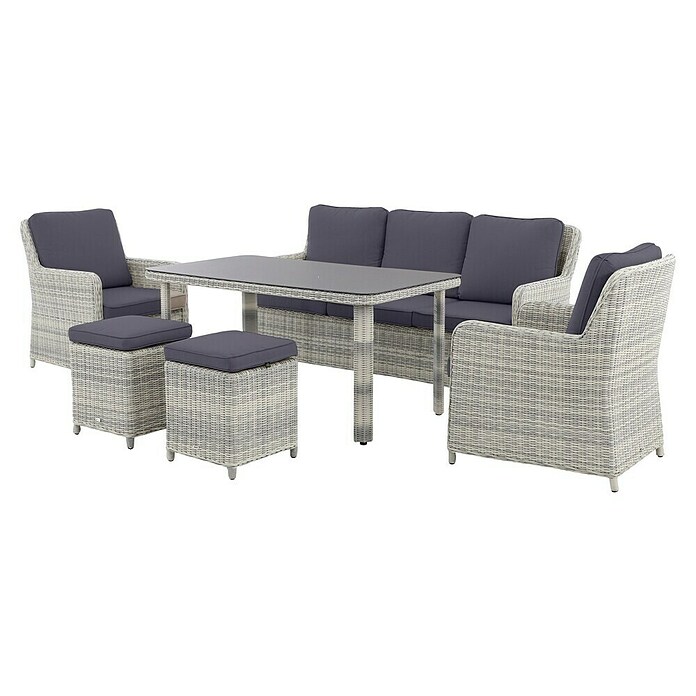 Conjunto de muebles Lodrino (6 pzs., Aluminio/Olefin, Beige/Gris) | BAUHAUS