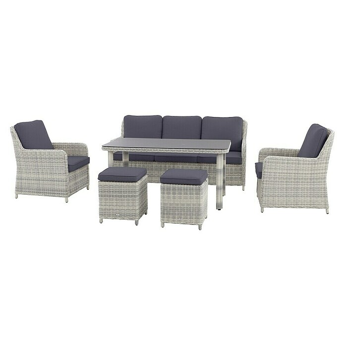 Conjunto de muebles Lodrino (6 pzs., Aluminio/Olefin, Beige/Gris) | BAUHAUS