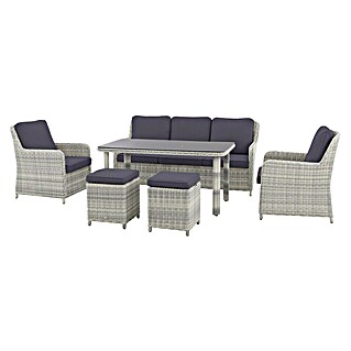Conjunto de muebles Lodrino (6 pzs., Aluminio/Olefin, Beige/Gris)