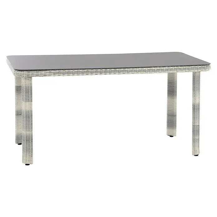 Conjunto de muebles Lodrino - 6 pzs., Aluminio/Olefin, Beige/Gris - Esta mesa está hecha de ratán claro con una tapa de vidrio oscuro. Una elegante pieza de mobiliario para uso interior y exterior.