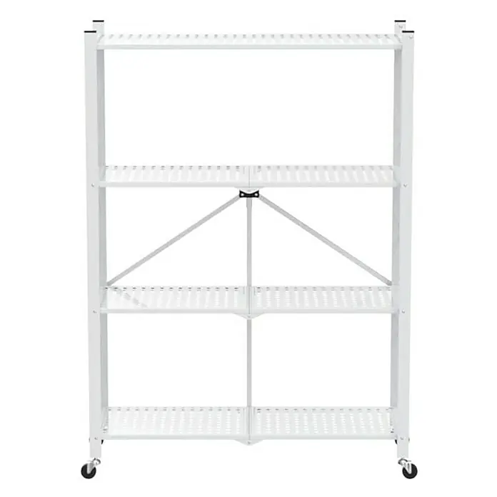Berlinlodge Metallregal KLAP klappbar auf Rollen - H x B x T: 127 x 72 x 34 cm, Traglast pro Boden: 50 kg, Anzahl Böden: 4 Stk., Weiß