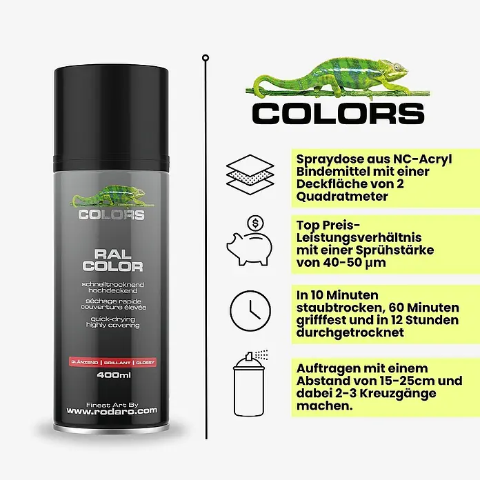 Colors Farbspray Sprühlack 400ml Silber Chromeffekt Glanz - Silber Chromeffekt Glanz, Sprühdose
