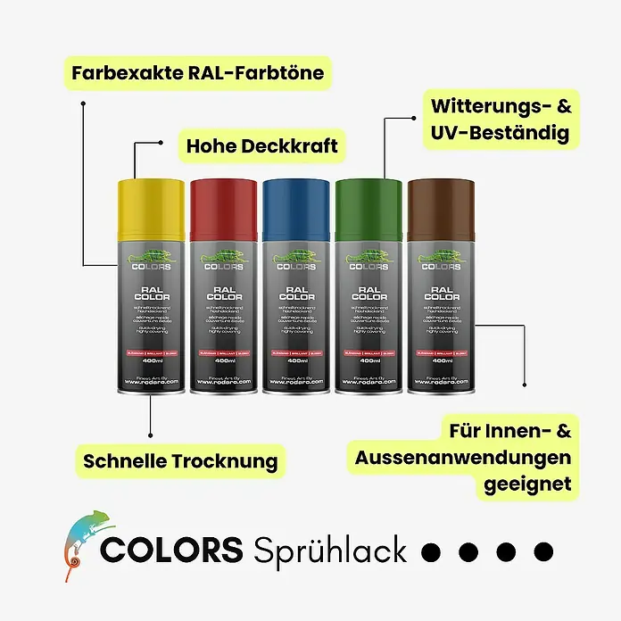 Colors Farbspray Sprühlack 400ml Silber Chromeffekt Glanz - Silber Chromeffekt Glanz, Sprühdose