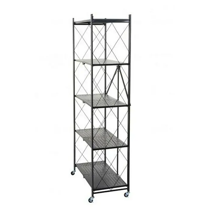 BERLINLODGE KLAP klappbares Regal auf Rollen | 5 Fachböden | Belastbarkeit 250kg | HxBxT 167x72x34cm | Schwarz - 
