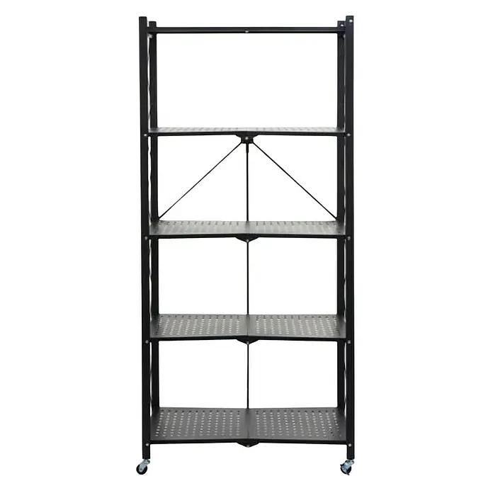 BERLINLODGE KLAP klappbares Regal auf Rollen | 5 Fachböden | Belastbarkeit 250kg | HxBxT 167x72x34cm | Schwarz - 