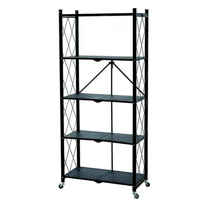 BERLINLODGE KLAP klappbares Regal auf Rollen | 5 Fachböden | Belastbarkeit 250kg | HxBxT 167x72x34cm | Schwarz - 