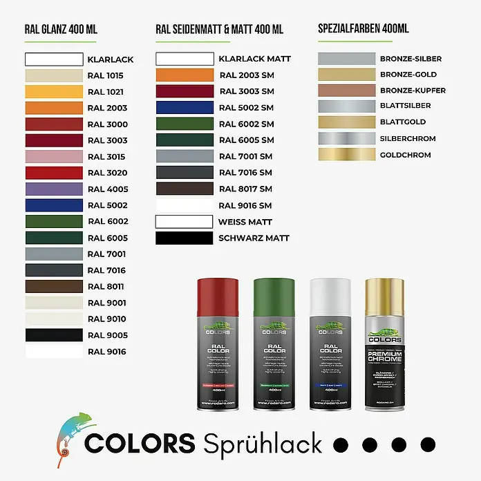 Colors Farbspray Sprühlack 400ml RAL9006 Silber Glanz - RAL9006 Silber Glanz, Sprühdose