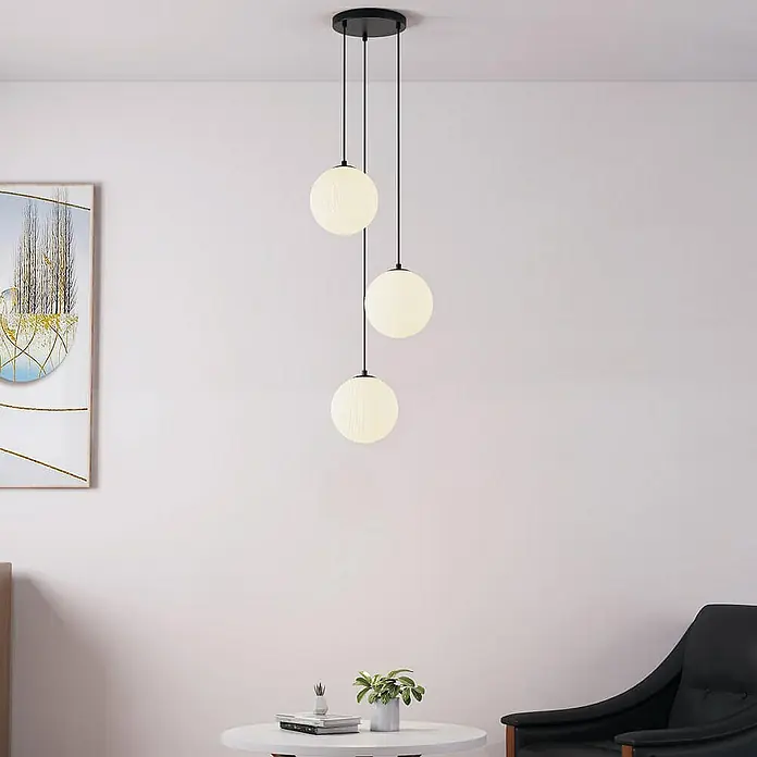 Home Deluxe Pendelleuchte SUNA - 40 W, L x B x H: 38,5 x 38,5 x 200 cm, Weiß, Weiß, G9