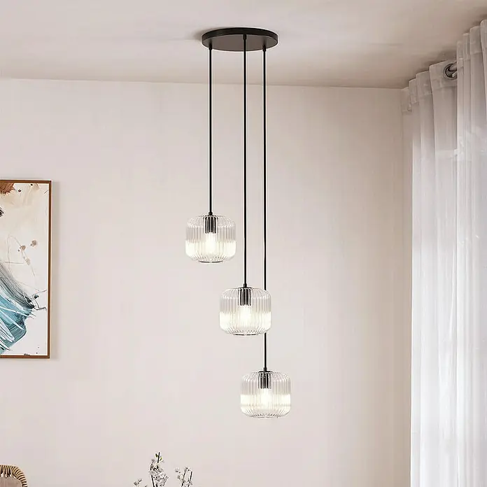 Home Deluxe Pendelleuchte LILY - 60 W, L x B x H: 30 x 30 x 149,7 cm, Transparent, Transparent, E27