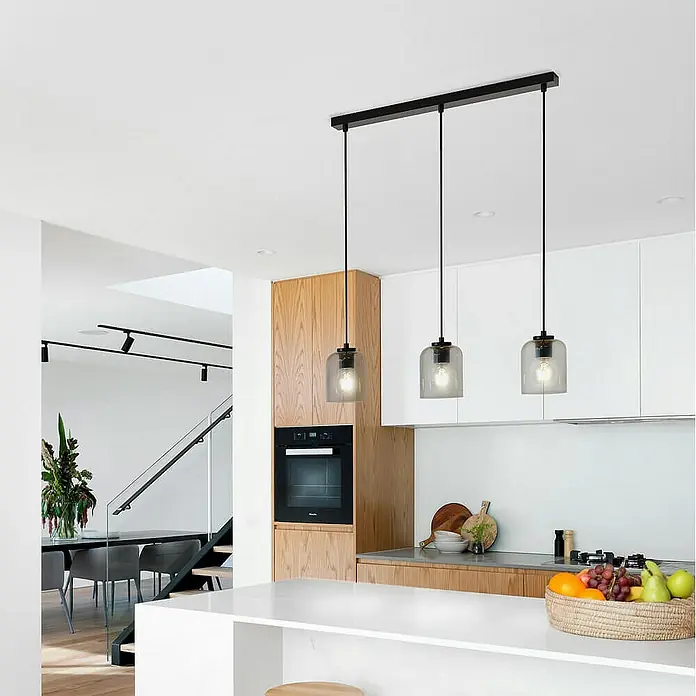 Home Deluxe Pendelleuchte SELINA - 60 W, L x B x H: 12 x 68 x 150 cm, Rauchgrau, Rauchgrau, E27