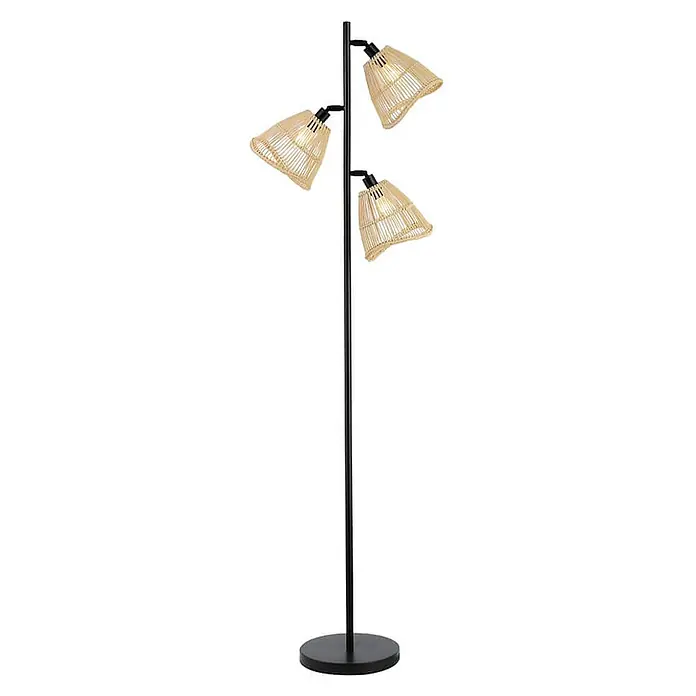 Home Deluxe Stehleuchte FELIA - 40 W, Schwarz, Beige, E14