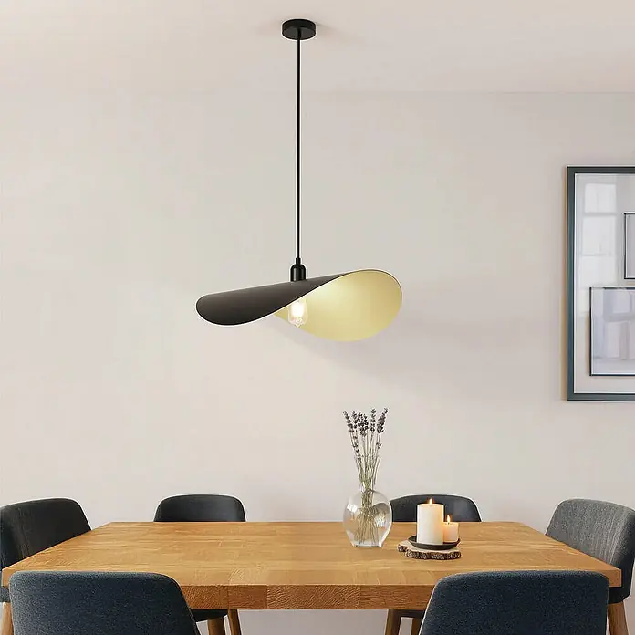Home Deluxe Pendelleuchte RONA - 60 W, Schwarz, Schwarz, E27