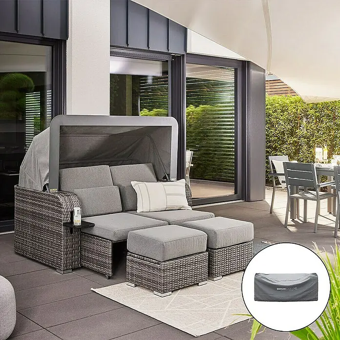 Home Deluxe Strandstuhl HOLBY inkl. Regenabdeckung - Grau