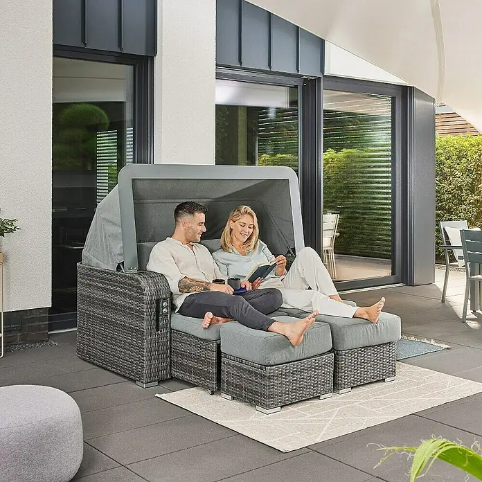 Home Deluxe Strandstuhl HOLBY inkl. Regenabdeckung - Grau