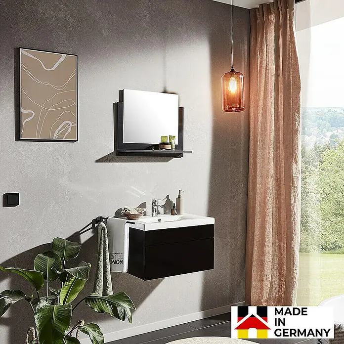 Home Deluxe Waschbecken-Set WANGEROOGE M - 61 x 41,5 cm, Schwarz