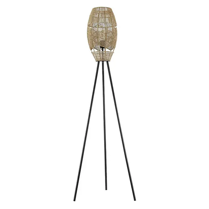 Home Deluxe Stehleuchte KIKO - 60 W, Höhe: 154,5 cm, Schwarz, Natur, E27