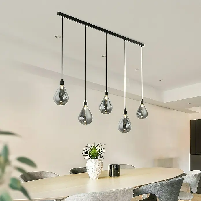 Home Deluxe Pendelleuchte CELIA - 40 W, L x B x H: 13 x 106,5 x 120 cm, Rauchgrau, Rauchgrau, G9