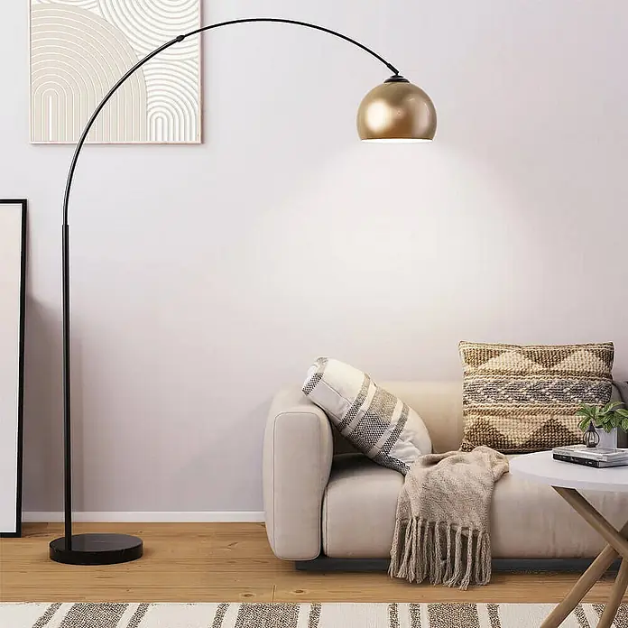 Home Deluxe Stehleuchte TALIA - 60 W, Schwarz, Gold, E27