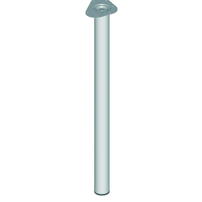 Element System Pata para muebles - Ø x Al: 6 x 90 cm, Capacidad de carga: 75 kg, Acero, Acero inoxidable - Elegante pata de mesa plateada con placa de montaje triangular, ideal para diseños de muebles modernos y fácil instalación.
